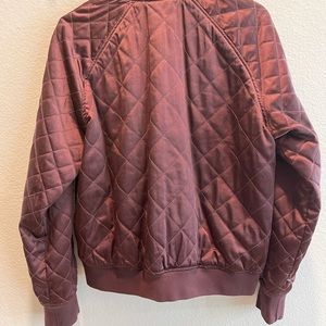 Burgundy Quilted Bomber Jacket